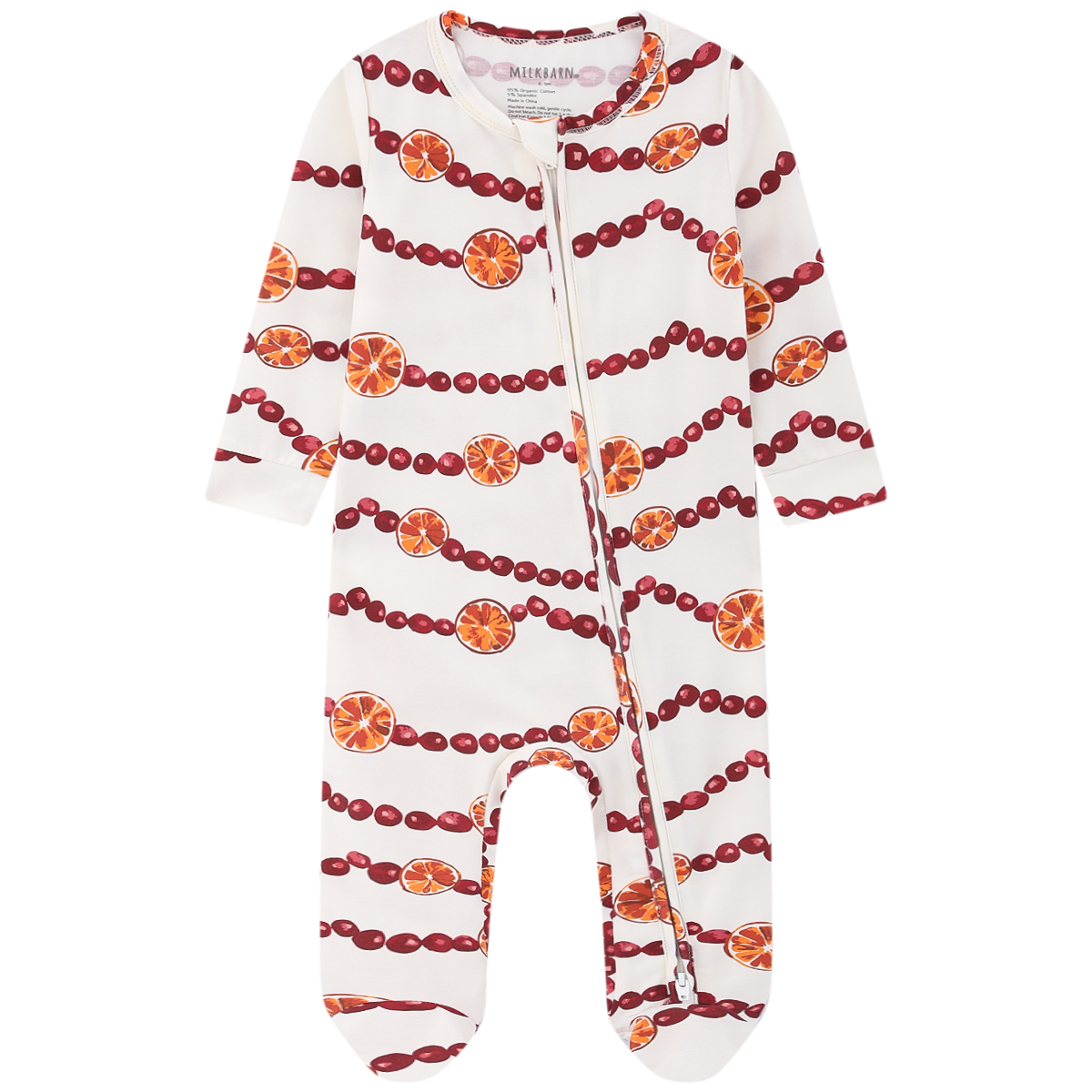 Cotton Stretch Zipper Footed Romper Cranberry Garland