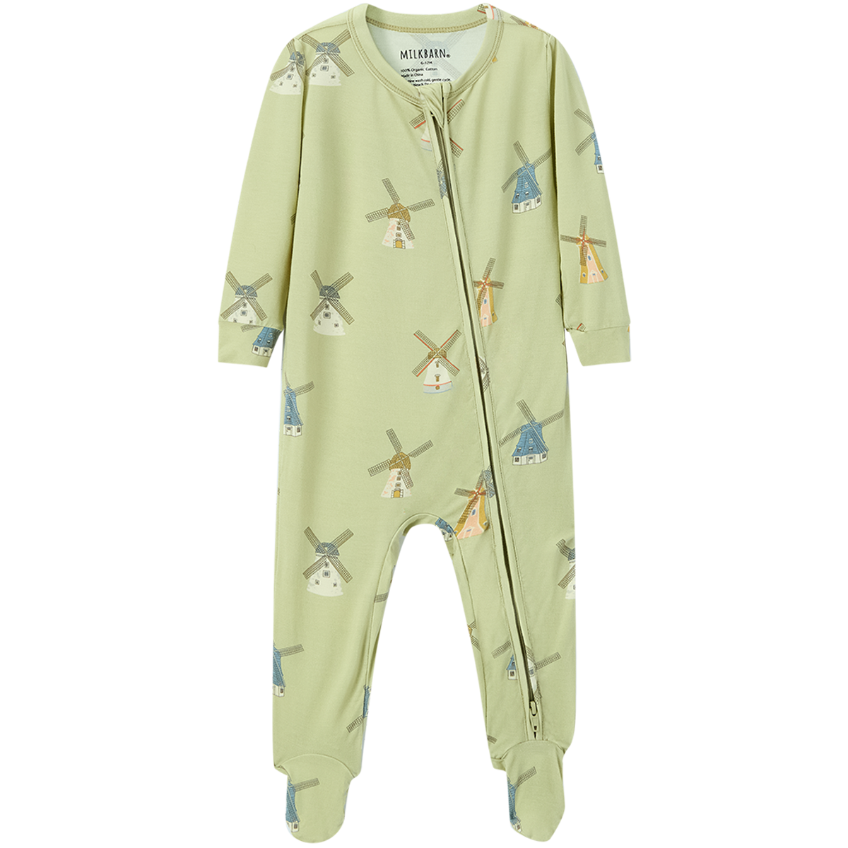Luxe Stretch Zipper Footed Romper Windmill