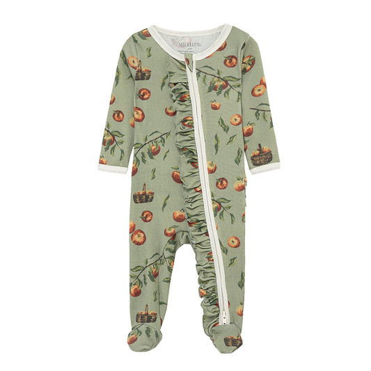 Apple Orchard Organic Cotton Ruffle Footed Romper