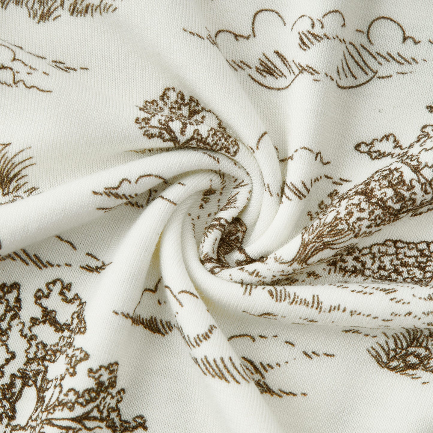 Country Toile Luxe Stretch Ruffle Footed Romper