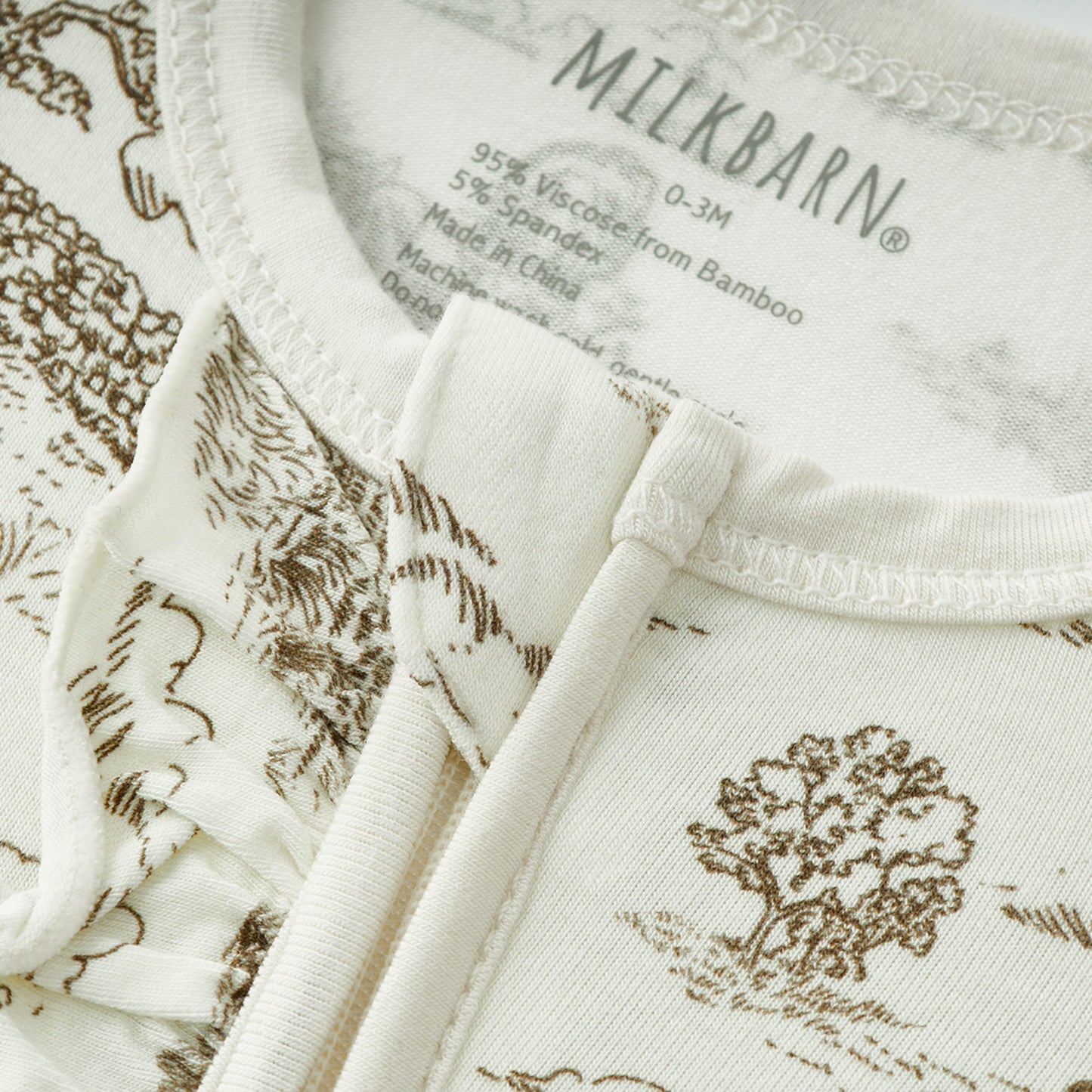 Country Toile Luxe Stretch Ruffle Footed Romper