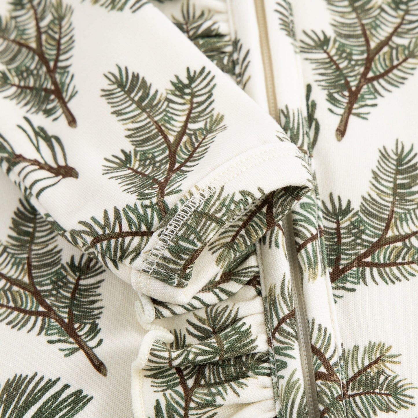 Pine Brushed Ruffle Footed Romper
