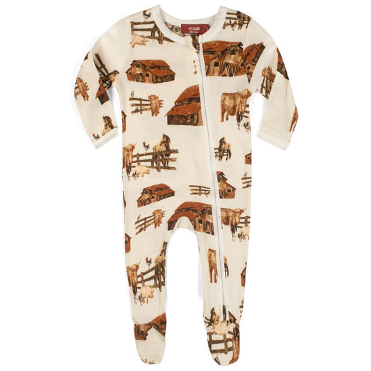 Homestead Organic Zipper Footed Pajama by Milkbarn