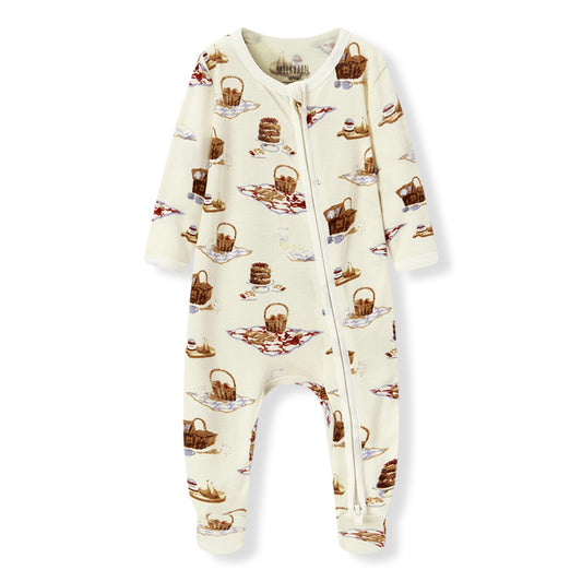 Picnic Organic Cotton Zipper Footed Romper