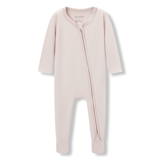 Sepia Rose Luxe Solid Zipper Footed Romper