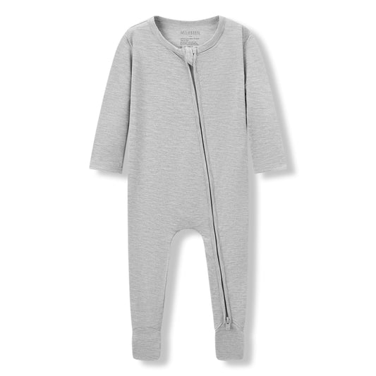 Grey Melange Luxe Solid Zipper Footed Romper