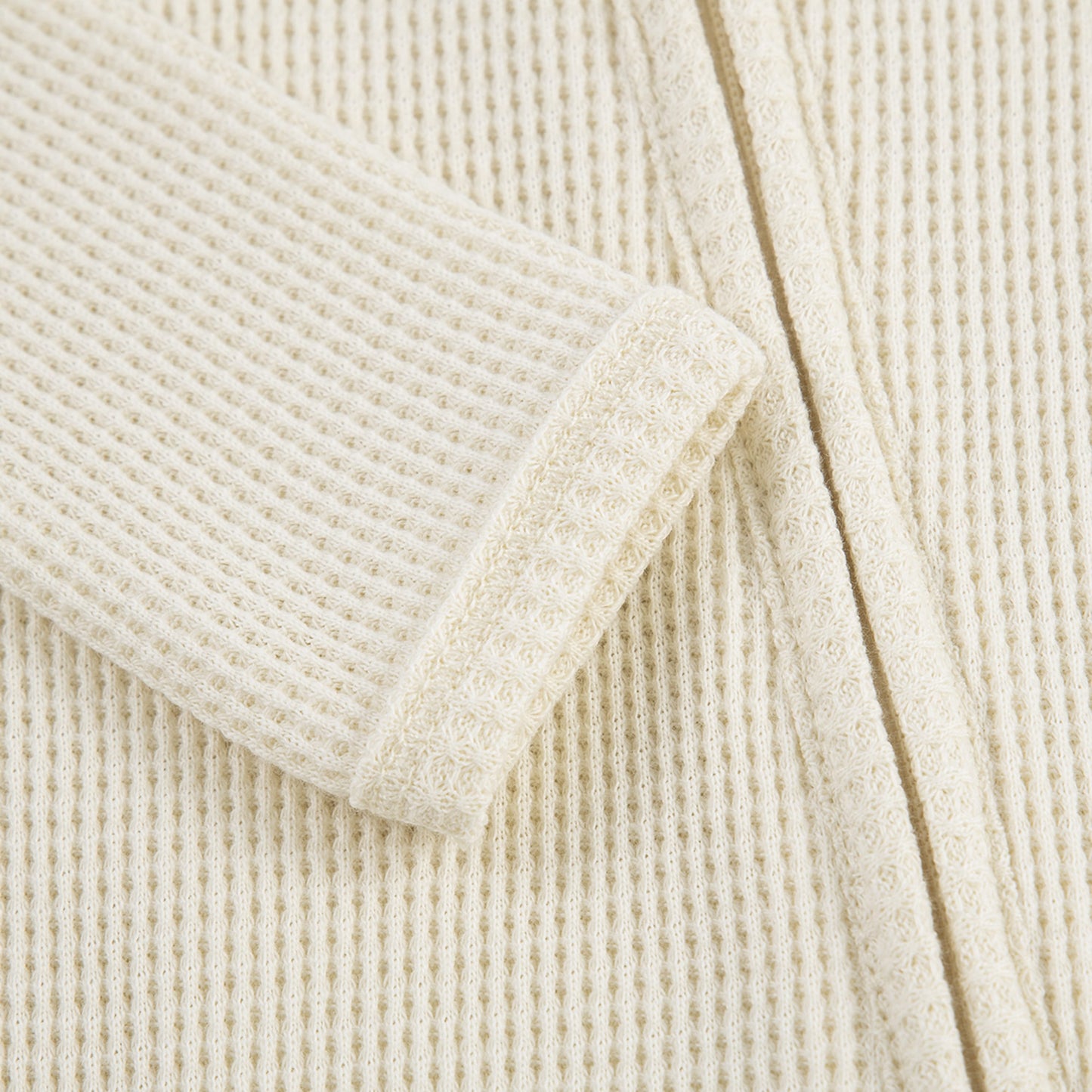 Vanilla Waffle Zipper Footed Romper