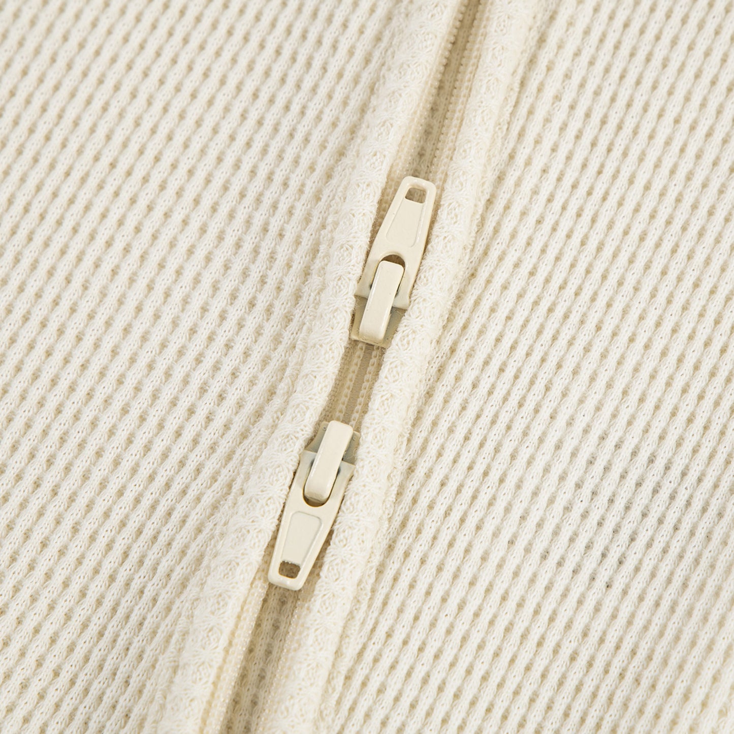 Vanilla Waffle Zipper Footed Romper