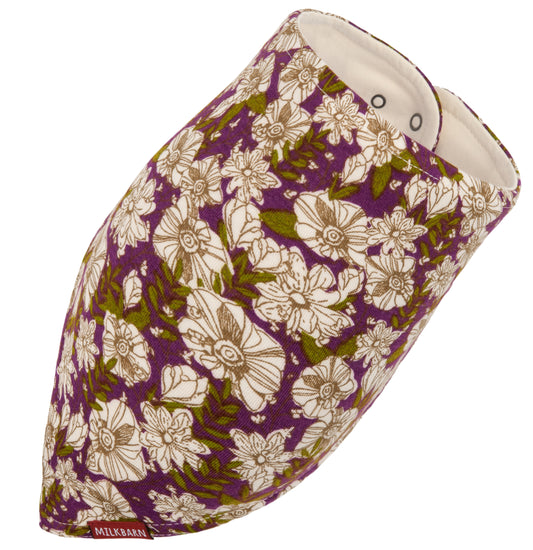 Purple Floral Bamboo Kerchief Bib