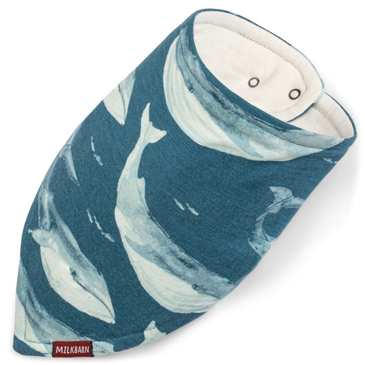 Milkbarn Bamboo Blue Whale Kerchief Bib