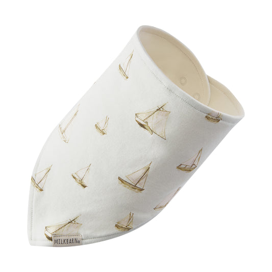 sailboat melody organic cotton kerchief bib