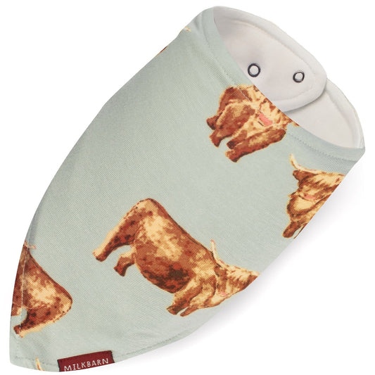 Highland Cow Bamboo Kerchief Bib by Milkbarn