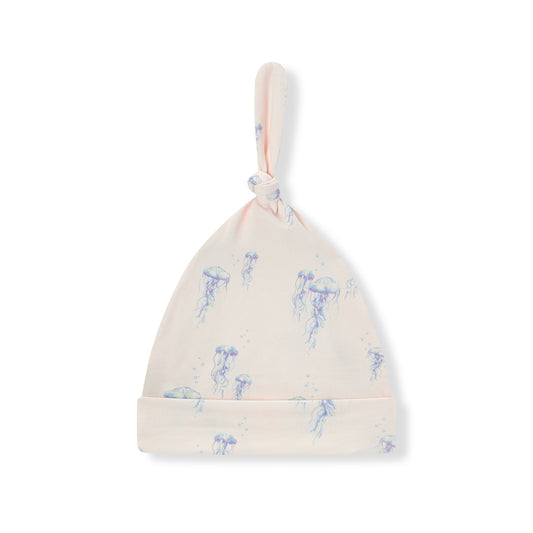 sunset jellyfish cotton stretch knotted beanie hat