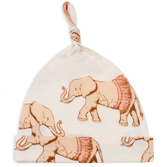 Bamboo Baby Knotted Hat or Beanie in the Blue Moose Wildlife Print by Milkbarn Kids