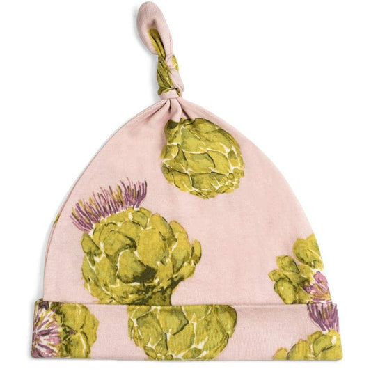 Milkbarn Kids Organic Knotted Hat or Beanie in the Artichoke Vegetable Print