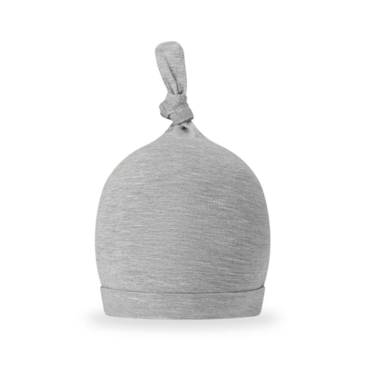 Grey Melange Luxe Solid Knotted Beanie Hat