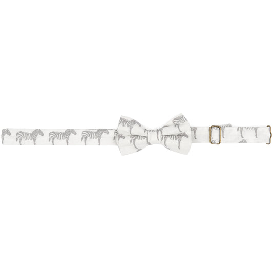 Linen Bow Tie Grey Zebra