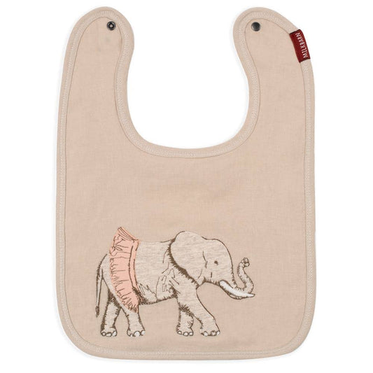 Milkbarn Kids Organic Applique Linen Bib with the Tutu Elephant Applique