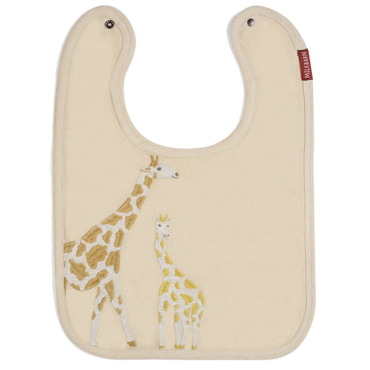 Milkbarn Applique Linen Bib with Giraffe applique