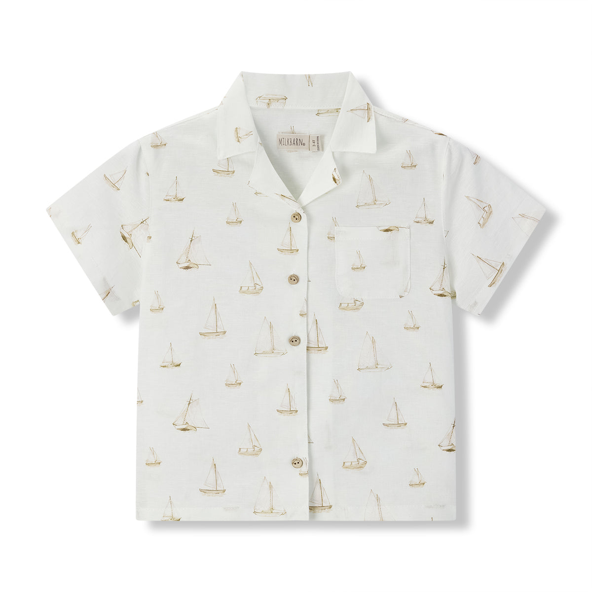 Sailboat Melody Linen Button-Up Shirt & Shorts Set
