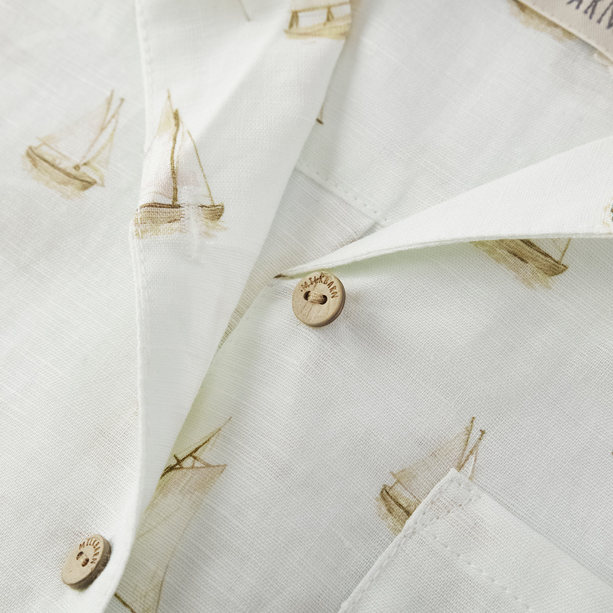 Sailboat Melody Linen Button-Up Shirt & Shorts Set