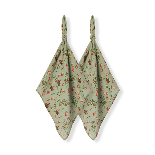 Apple Orchard Organic Cotton Two-Piece Burp Cloth Set