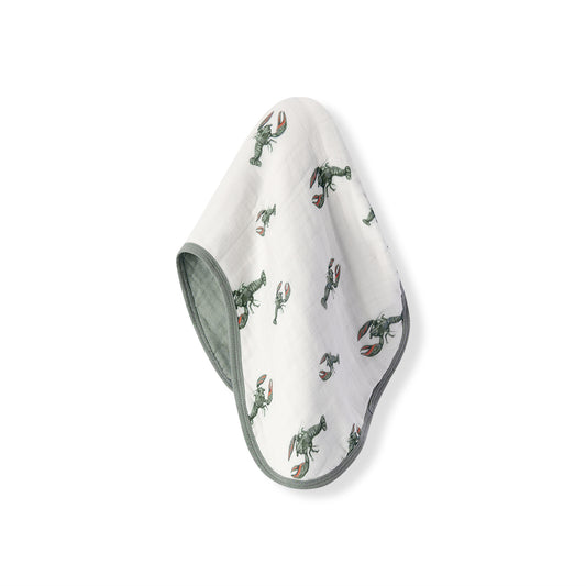 Mint Lobster Contour Four Layer Burp Cloth