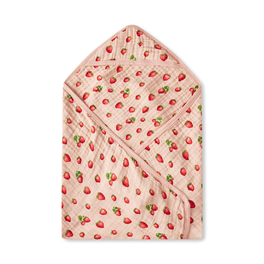 Strawberry Organic Hooded Swaddle Blanket