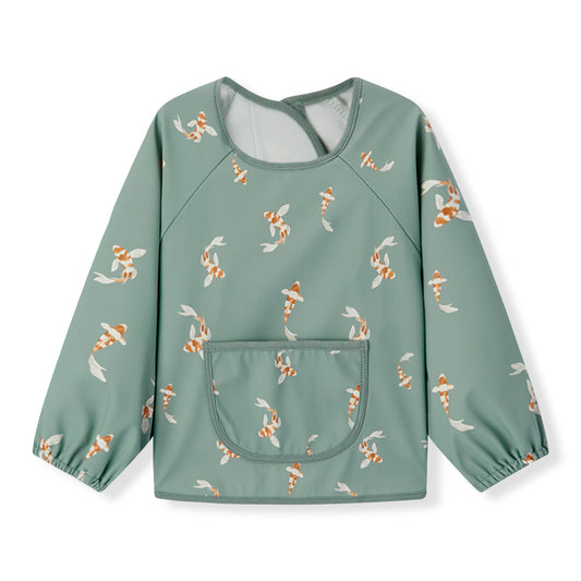 swimming koi long sleeve pocket bib