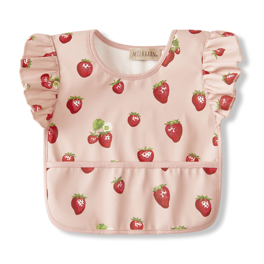 Strawberry Ruffle Pocket Bib