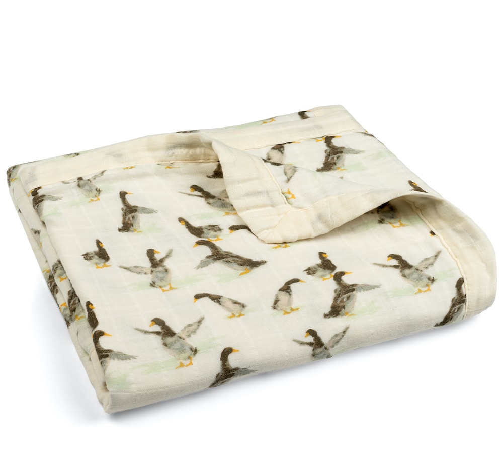Milkbarn Kids Rayon from Bamboo Woven Cotton Big Lovey baby Home Blanket in Duck fabric Front