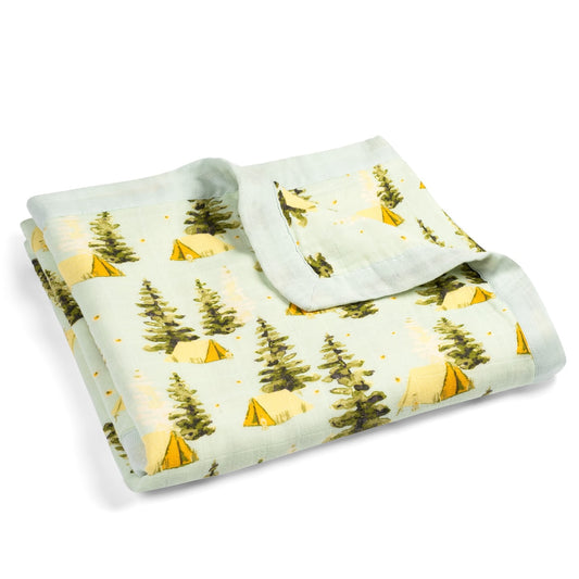 Camping Big Lovey Muslin Blanket Folded