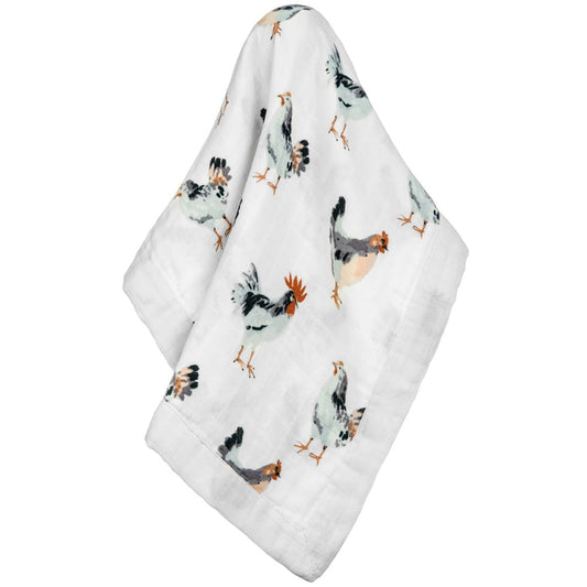 Milkbarn Kids Organic and Bamboo baby Mini Lovey Blanket in Chicken Print