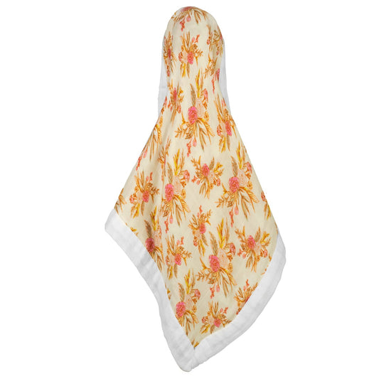Vintage Floral Mini Lovey Muslin Blanket Unfolded
