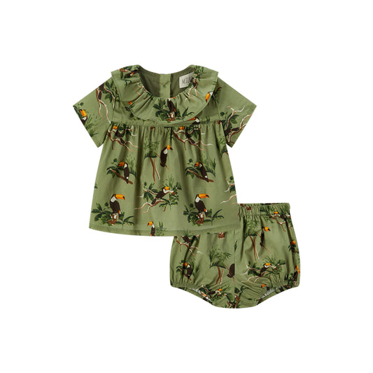 Toucan Butterfly Ruffle Dress & Bloomers