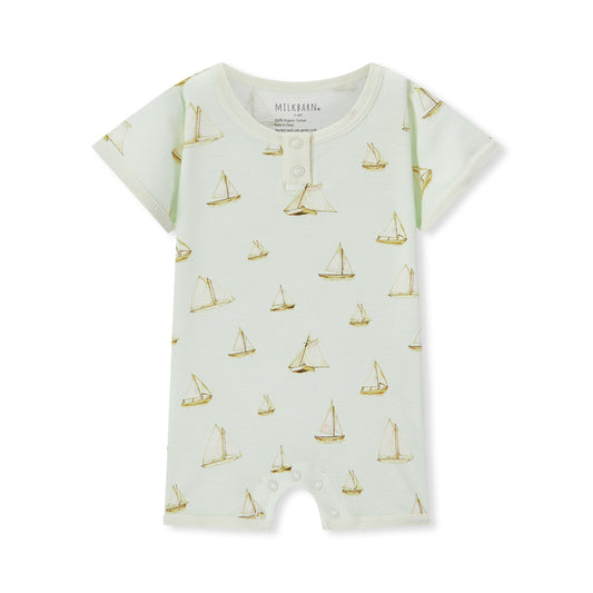 sailboat melody organic cotton shortall