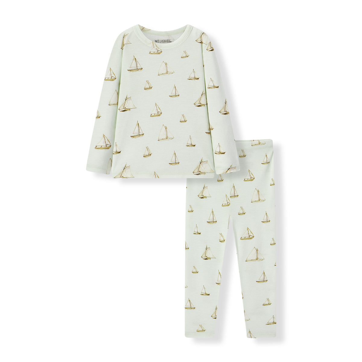 sailboat melody organic cotton long sleeve two piece pajama set
