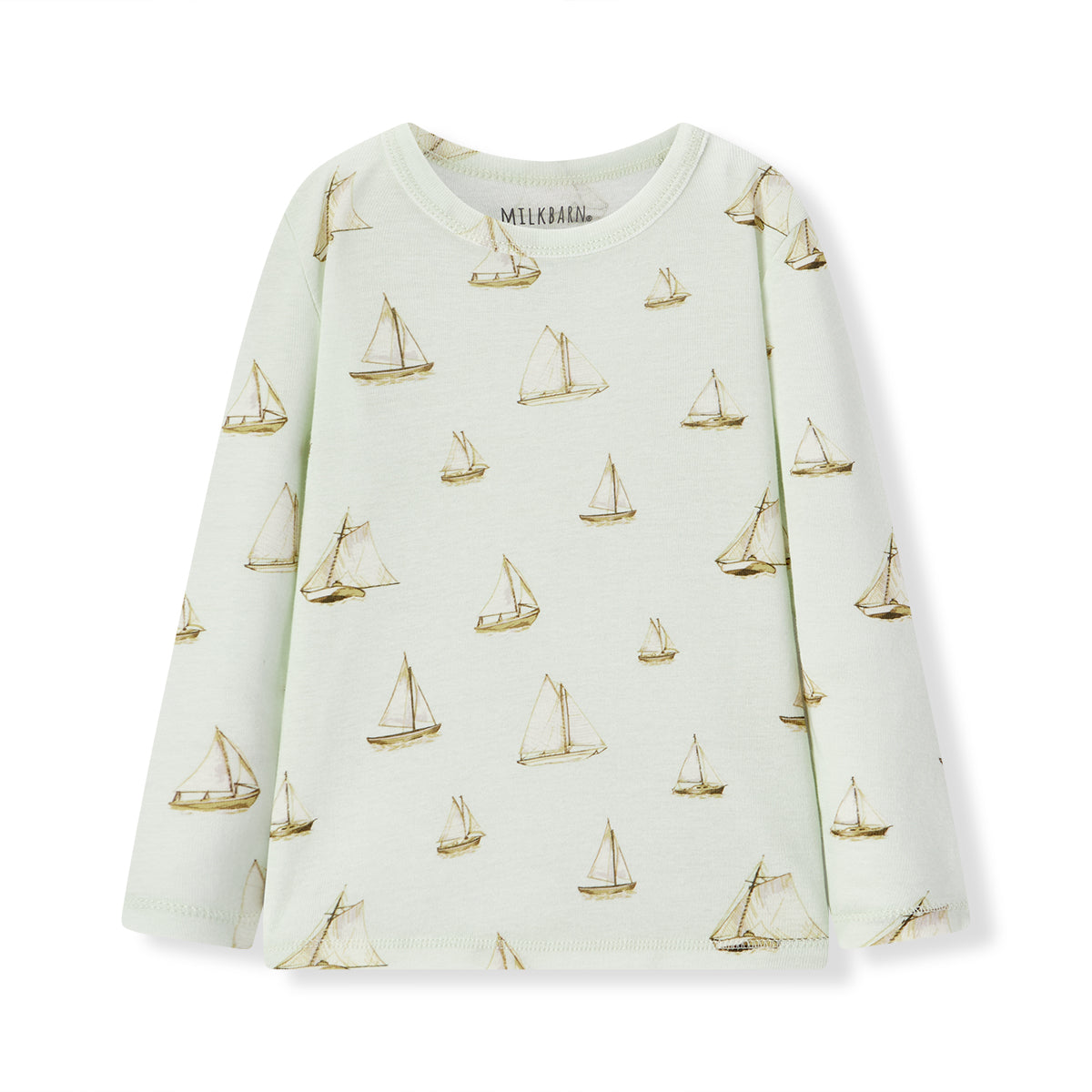 sailboat melody organic cotton long sleeve two piece pajama set