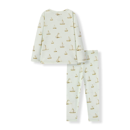 sailboat melody organic cotton long sleeve two piece pajama set