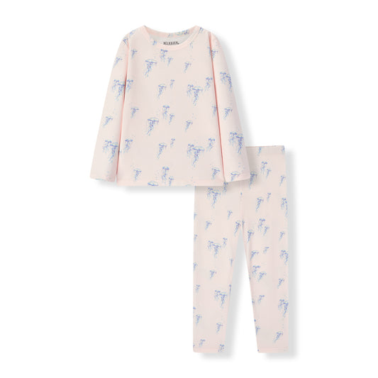 sunset jellyfish cotton stretch long sleeve two piece pajama set