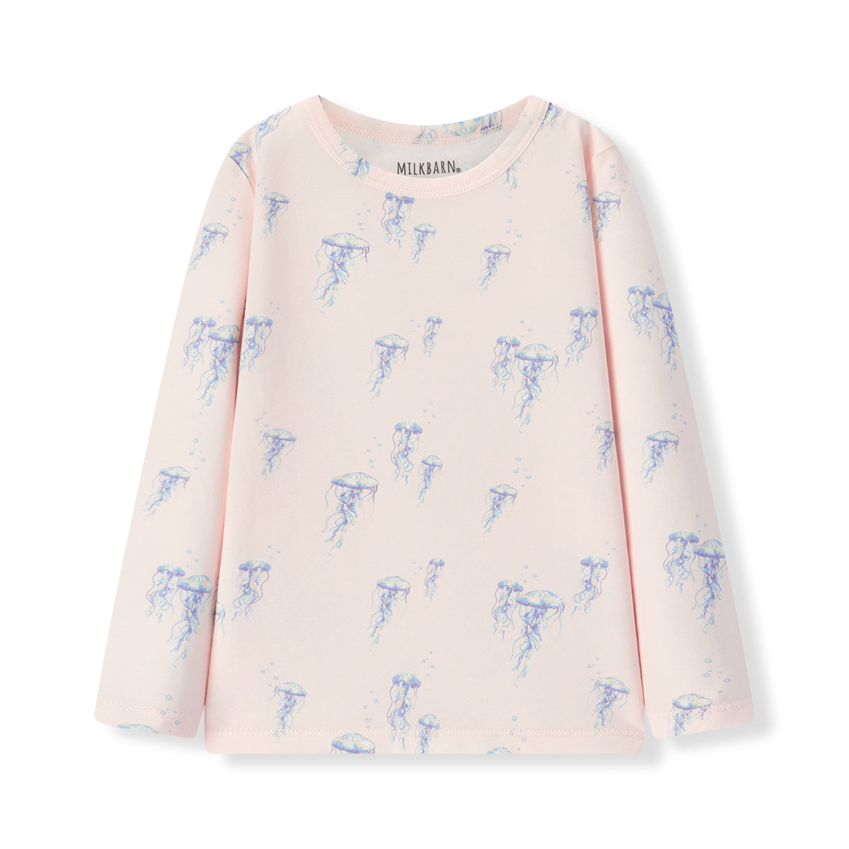 sunset jellyfish cotton stretch long sleeve two piece pajama set
