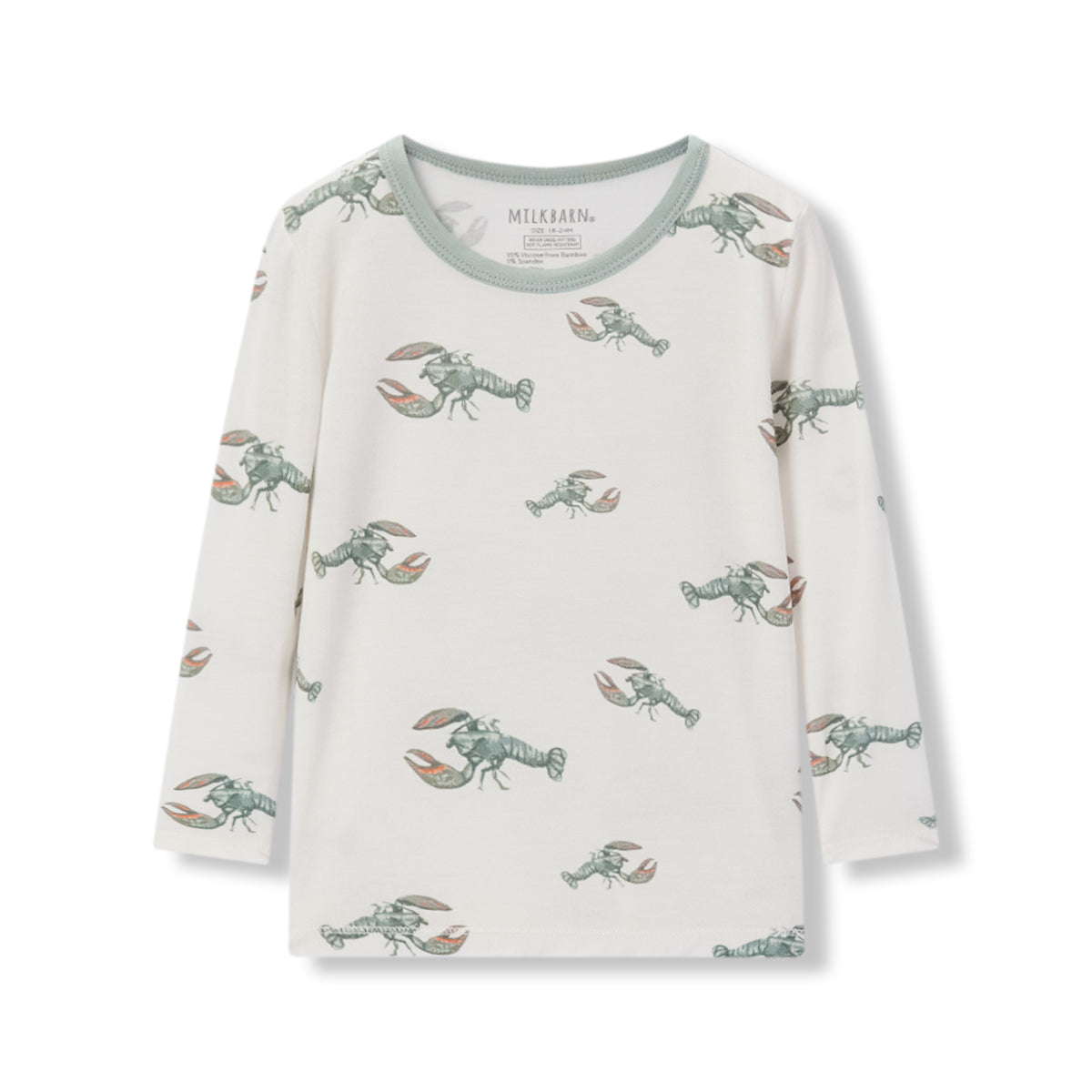 Mint Lobster Luxe Stretch Long Sleeve Two Piece Pajama Set