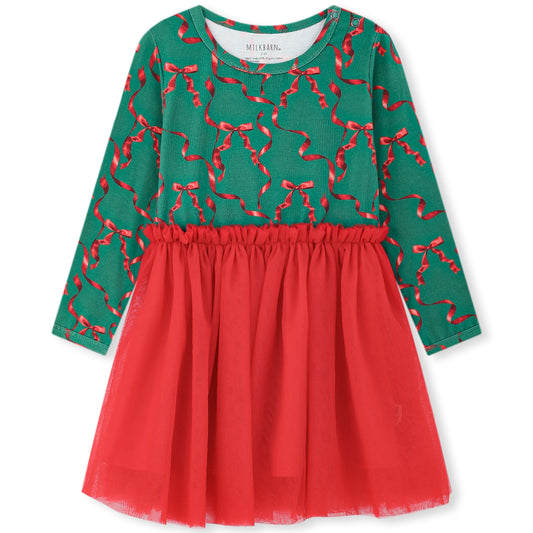 Cotton Stretch Ballet Dress Holiday Ribbon