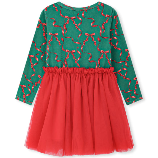 Cotton Stretch Ballet Dress Holiday Ribbon