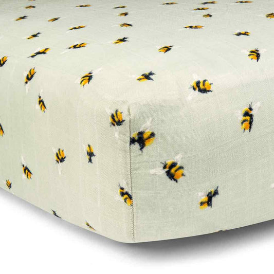 Bumblebee Bamboo Muslin Fitted Crib Sheet