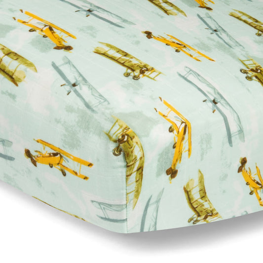 Vintage Planes Organic Crib Sheet