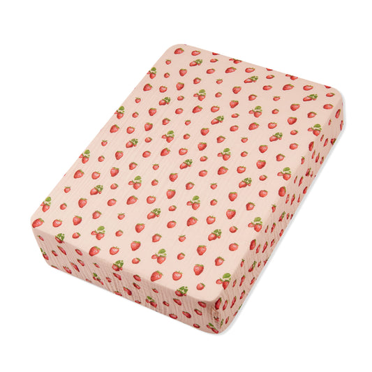 Strawberry Organic Cotton Crib Sheet