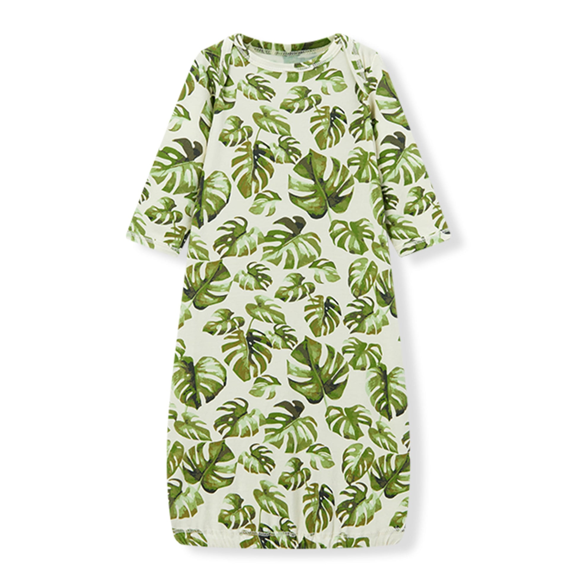 newborn green dress Island Leaf Cotton Stretch Newborn Gown & Hat Set