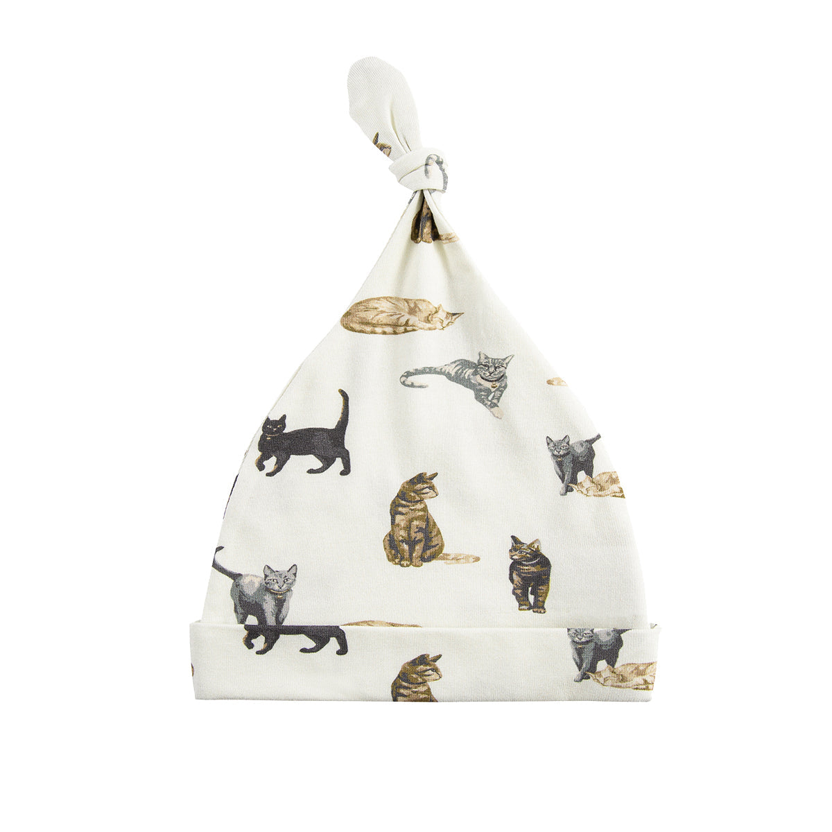Cat Cotton Stretch Newborn Gown & Hat Set