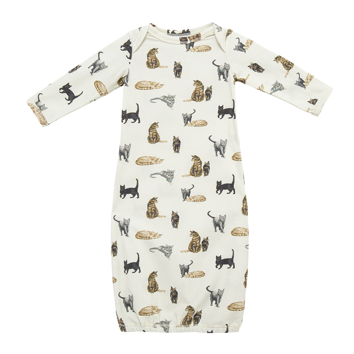 Cat Cotton Stretch Newborn Gown & Hat Set